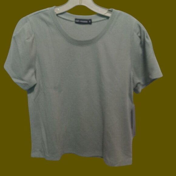 Zoë + Phoebe Waffle Knit Short Sleeve T-Shirt Sage Green size Small - Picture 1 of 7